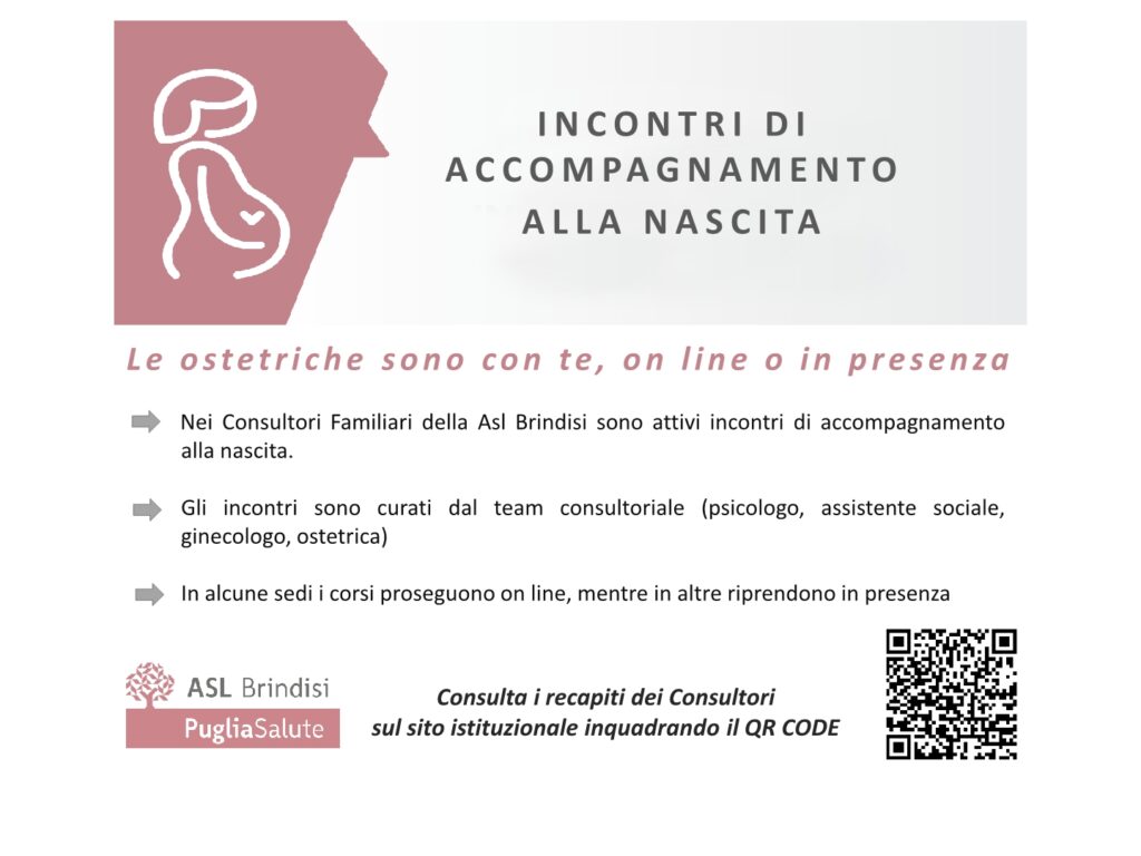 Asl Brindisi, incontri di accompagnamento alla nascita online e in presenza: come partecipare