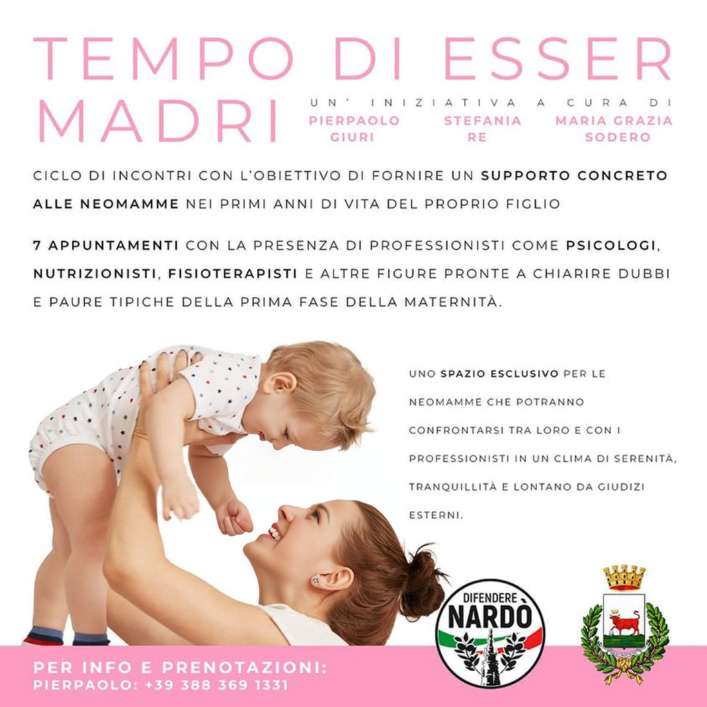 “Tempo di esser madri”, a Nardò ciclo di incontri per sostenere e supportare le neomamme