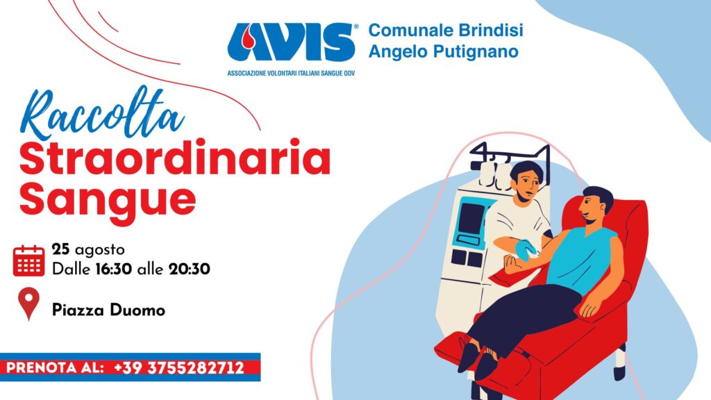 “Condividi la vita, condividila spesso”: Avis Comunale Brindisi organizza una raccolta straordinaria di sangue