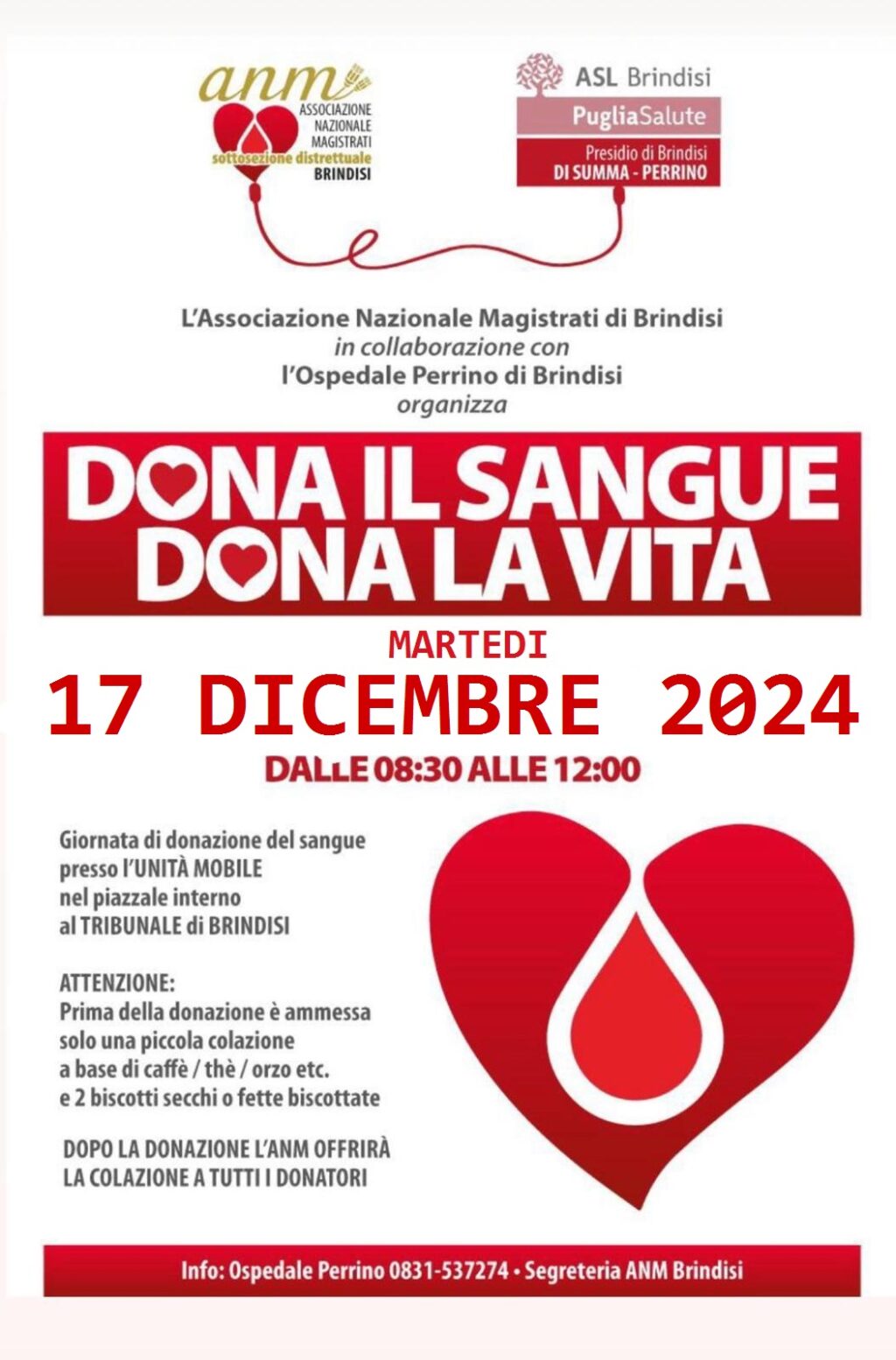 locandina donazione sangue tribunale 17 dicembre