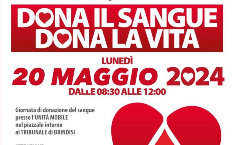 Emergenza sangue: raccolta straordinaria in Tribunale promossa dall’Anm