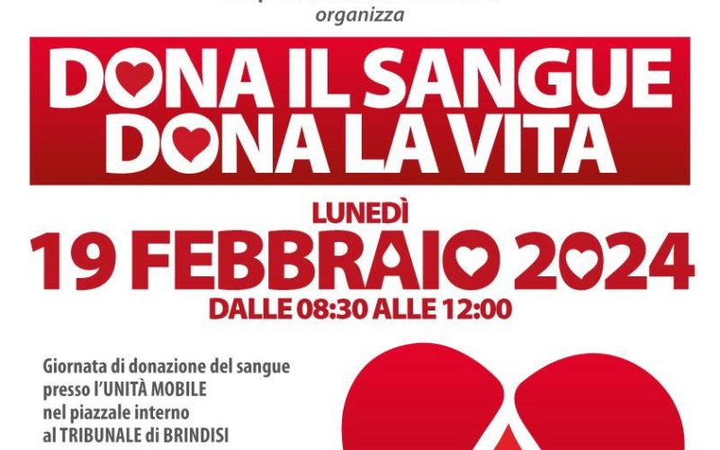 Donazione sangue: raccolta straordinaria in Tribunale promossa dall’Anm