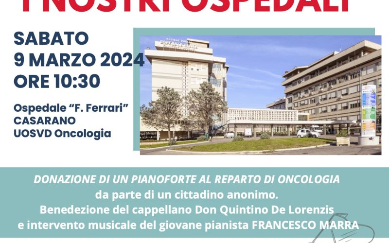 Casarano: un pianoforte per il reparto di Oncologia